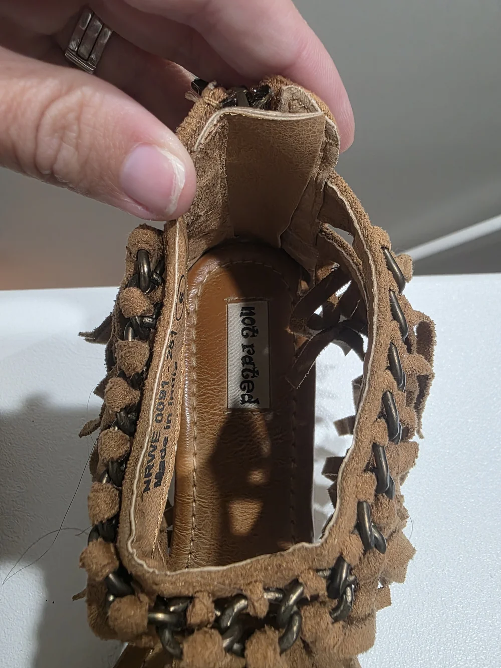 Not Rated Tan Fringe Cork Wedge Sandals